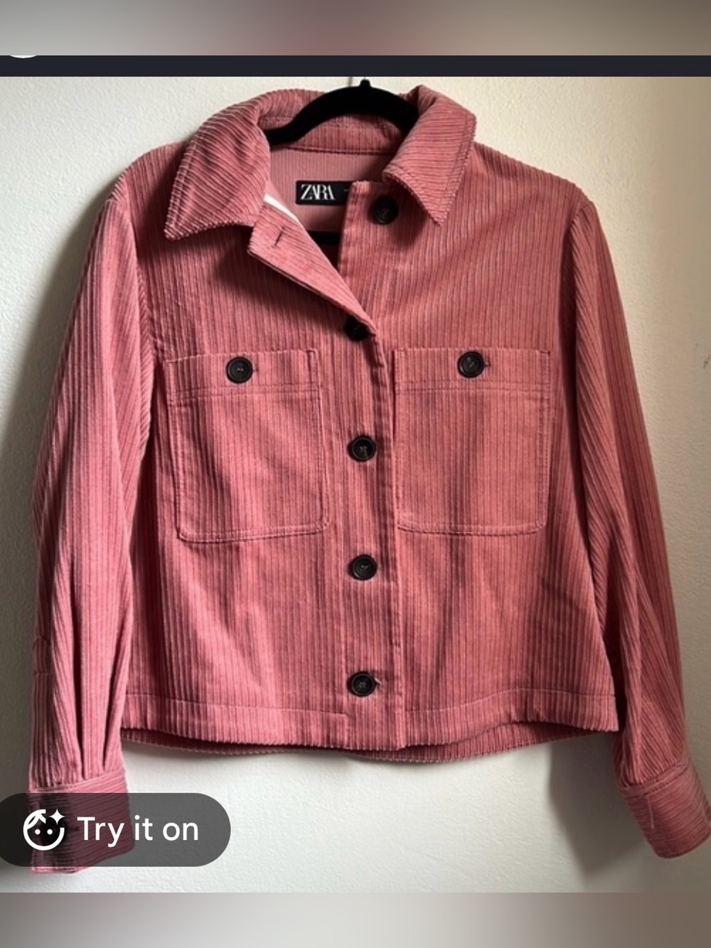 Zara blush pink corduroy jacket size large